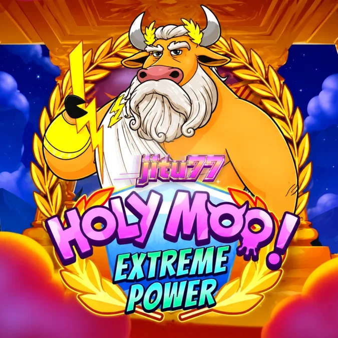 Tampilan visual slot Holy Moo! Extreme Power dengan tema dewa sapi